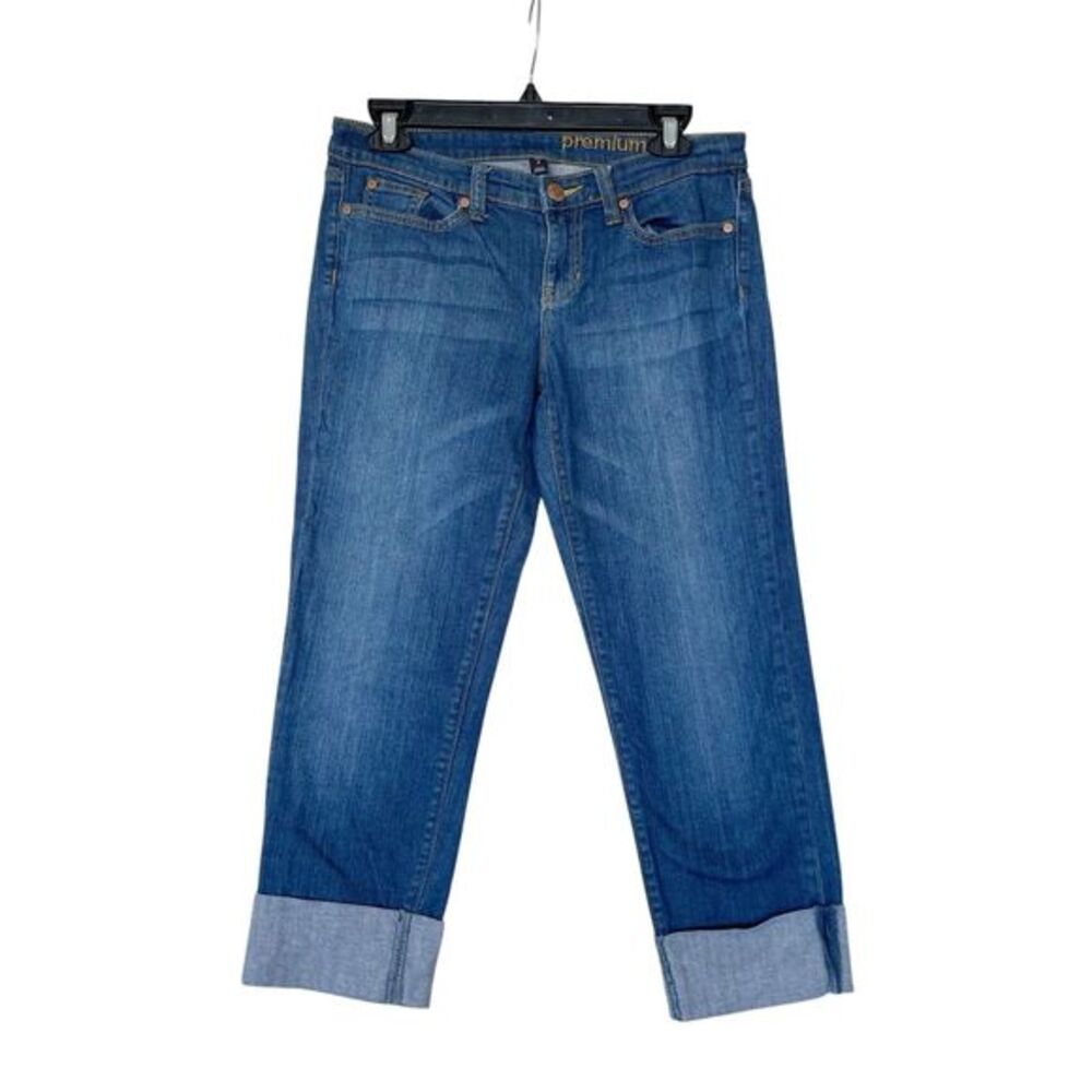 Gap Jeans Womens Low Rise Denim Premium Straight Crop Cuffed Medium Wash Sz 2